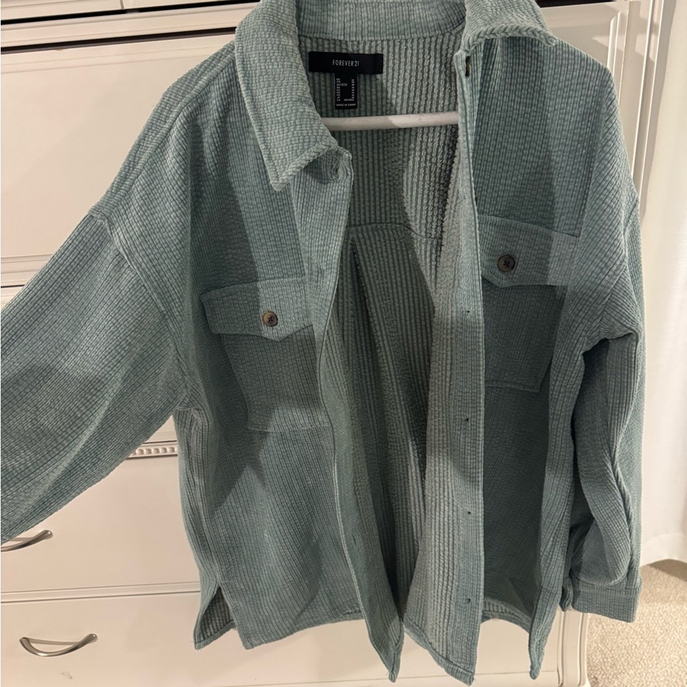 Forever 21 Sage Waffle Knit Shacket